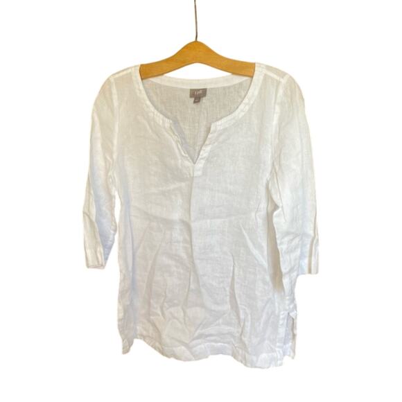 J. Jill White Linen Tunic 3/4 Sleeve small staple classic breathable - Picture 1 of 8